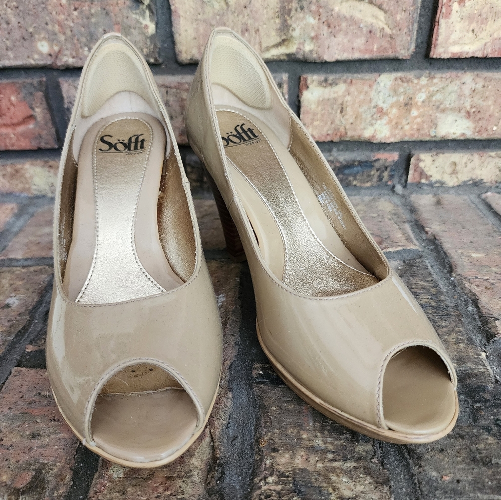 Sofft Patent Leather High Heels, Nude Color, 7.5M